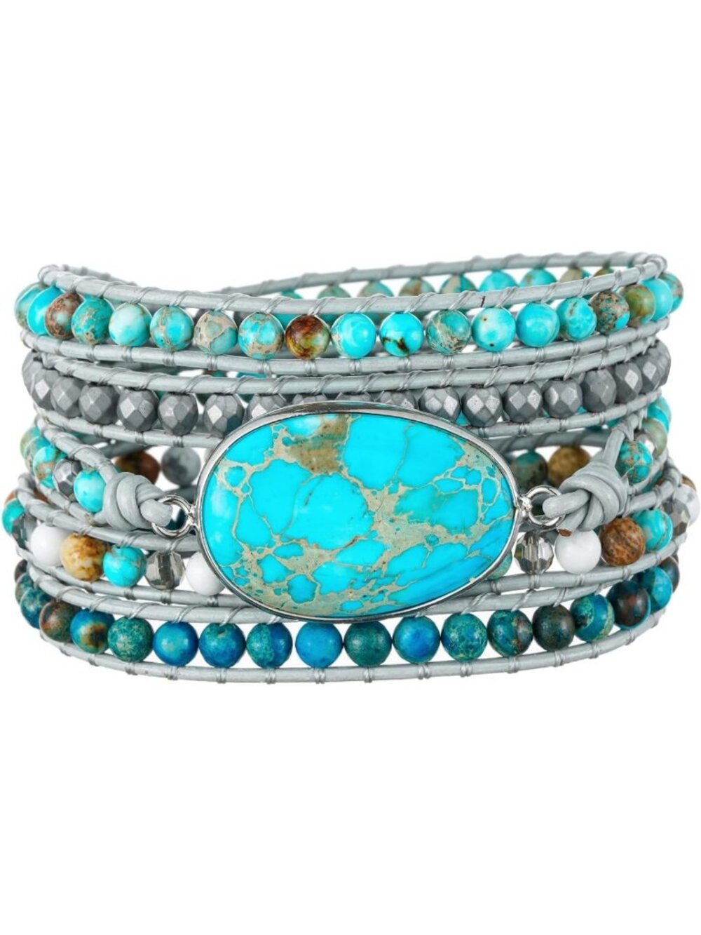 Boho Wrap Bracelets for Women, Natural Stone Leather Jewelry Gift, Unique Style